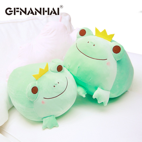 Oreiller en peluche «la couronne» pour enfants, 35cm, 1 pièce, peluche en coton rembourré, jouets pour enfants, poupées en forme de grenouille souriante, kawaii, cadeau d'anniversaire ► Photo 1/6