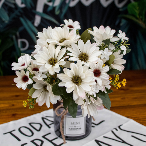 Bouquet de marguerite en soie 21 têtes/1 pièce | Décoration pour noël, maison, mariage, nouvel an, fausses plantes, fleurs artificielles tournesol ► Photo 1/6