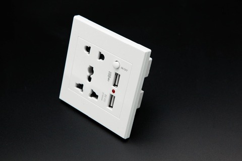 Prise de courant murale universelle USB 110-250V, 13a, panneau avec 2 ports USB, chargeur, prise de courant EU US UK AU ► Photo 1/1