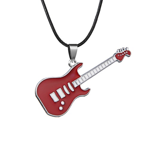 Mode acier inoxydable pendentif colliers femmes hommes Pop musique bijoux Concert musique Festival Hiphop guitare collier ras du cou ► Photo 1/6