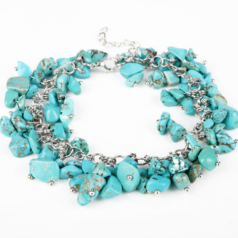 ZMZY-Bracelets en petites pierres naturelles pour femmes, marque Unique, turquoise, bijoux Boho, fait à la main, cadeau, Bracelet à breloques ► Photo 1/6