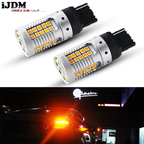 IJDM-ampoules de remplacement, sans hyperflash, jaune ambre, 7440 W21W WY21W, T20 LED, pour clignotant avant ou arrière automobile ► Photo 1/6