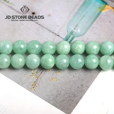 Bracelet de perles de calcédoine du Myanmar, Semi-fini, fait à la main, pierre de jade verte, accessoire de perles amples pour la fabrication de bijoux ► Photo 1/6