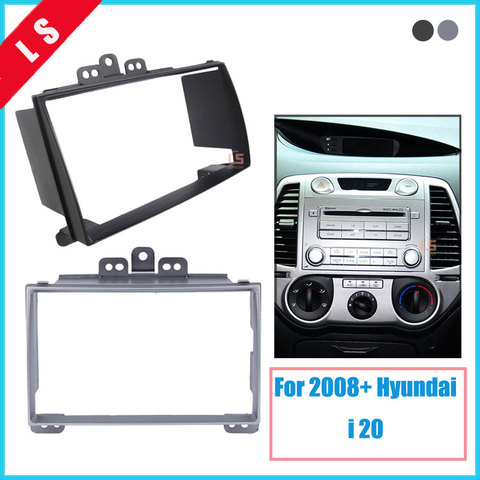 Autoradio Fascia Double Din, pour voiture Hyundai I-20 I20 I 20 2008 + 2 DIN, panneau de cadre, Kit de montage de tableau de bord, adaptateur, lunette ► Photo 1/6