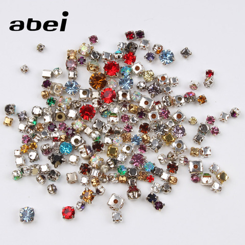 Strass en verre argenté, 2mm-6mm, 100 pièces, dos en cristal, perceuse à griffes, couture AB, strass, accessoires d'artisanat, bricolage ► Photo 1/4