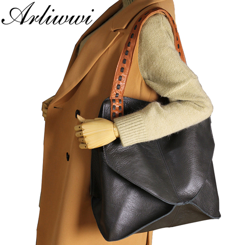 Arliwwi-sacs à main en cuir véritable pour femmes, sacs à main de grande capacité 100%, sac tendance multifonction à épaule GS02 ► Photo 1/6