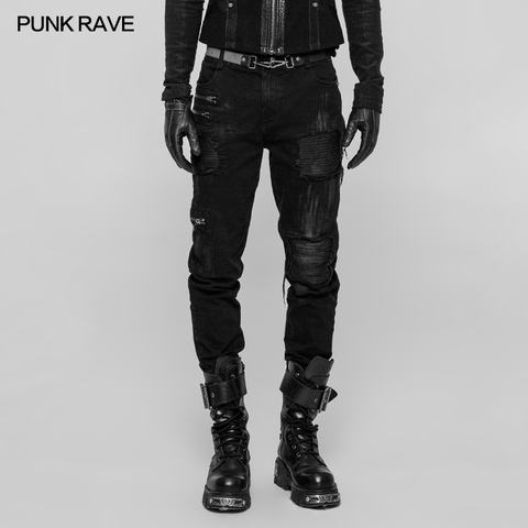 Pantalon Punk Rave Rock gothique pour hommes, personnalité décadente, Patchwork, Style de rue, mode, WK339, 2022 ► Photo 1/1