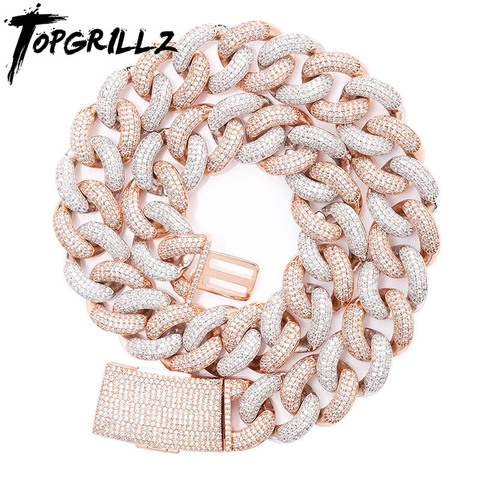 TOPGRILLZ-colliers cubains 14mm 20mm, nouvelle boîte fermoir Micro pavé glacé CZ, chaînes à maillons de luxe, bijoux Bling, mode hip hop ► Photo 1/6