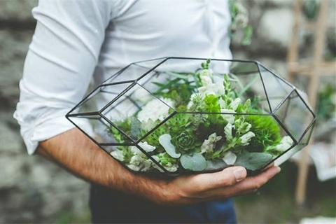 Terrarium en verre fait à la main/plantation moderne, jardinage d'intérieur/plantation d'orchidées, forme géométrique de cristal ► Photo 1/3