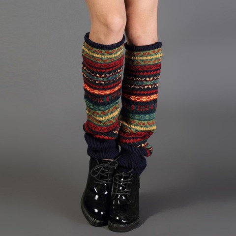 Femmes bohême Crochet tricoté longues jambières printemps Patchwork genou haut chaud bottes chaussettes ► Photo 1/6