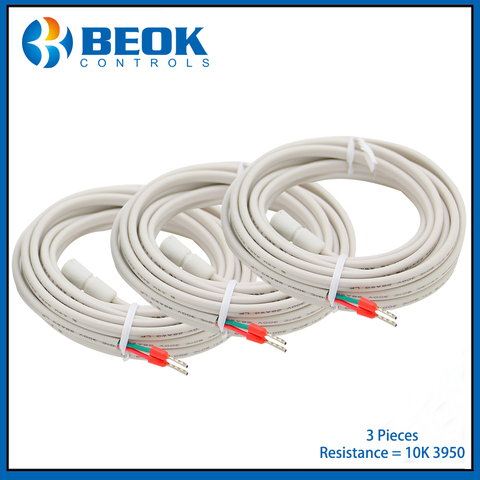 Beok 3 pièces sonde de capteur de température externe pour Thermostat d'ambiance de chauffage par le sol NTC B = 3950 10K @ 25 degrés Celsius ► Photo 1/3