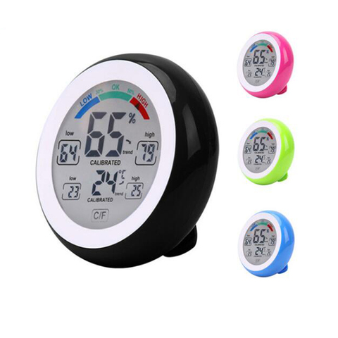 Thermomètre numérique hygromètre température humidité bonbon couleur mètre Max Min valeur affichage tendance maison Test rond écran tactile ► Photo 1/6