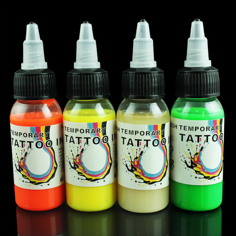 Encres fluorescentes OPHIR pour tatouage temporaire aérographe 30ML/bouteille 4 couleurs Pigment de peinture corporelle pour choisir TA103(1-4) ► Photo 1/6