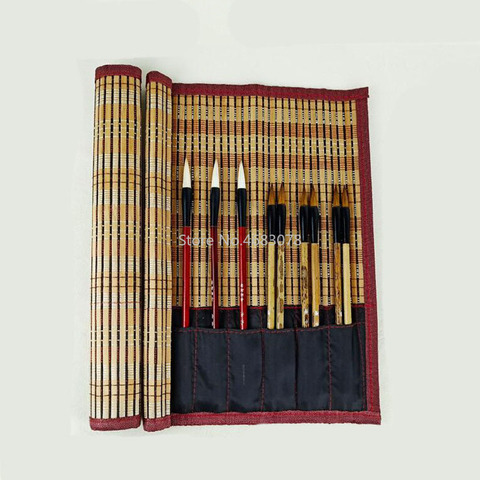 33x39cm style chinois calligraphie pinceau calligraphie stylo peinture support boîte à pinceaux sac rouleau brosse stylo rideau crayon bambou stylo ► Photo 1/5