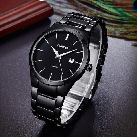Black Curren – montre de luxe pour hommes, Top marque, décontractée, à quartz, avec calendrier, en acier ► Photo 1/6