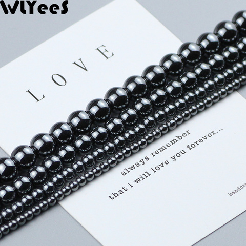 WLYeeS – perles rondes en hématite 3 4 6 8 10 12mm, boule en pierre naturelle, perle d'espacement ample pour femmes, bricolage, fabrication de bracelets, vente en gros ► Photo 1/6