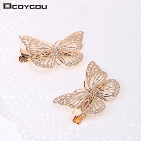 Pinces à cheveux dorées papillon 1 pièce | Accessoires pour cheveux, Barrettes décor de mariage, épingles à cheveux latérales, casque, accessoire pour cheveux ► Photo 1/6