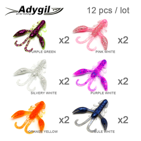 Adygril – lot d'appâts souples en silicone pour la pêche, 12 pièces, multicolores, 51mm, 2.1g, ADSL205/RCKW2 ► Photo 1/6