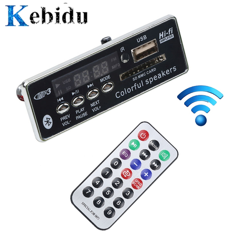 Kebidu Voiture USB Bluetooth Mains-livraison MP3 Lecteur Intégré MP3 Décodeur Conseil Module avec Télécommande USB FM Aux radio pour Voiture ► Photo 1/6