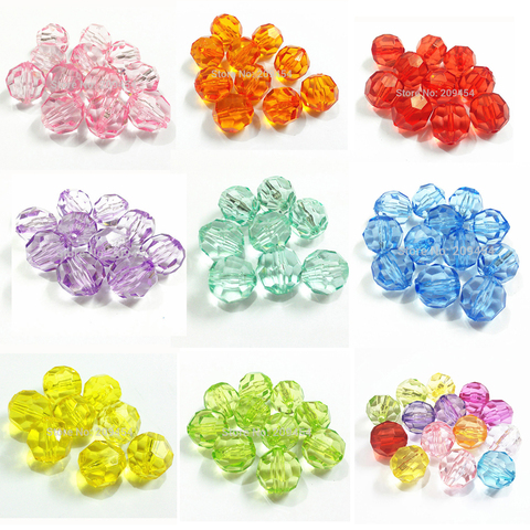 Grosses perles rondes à facettes, vente en gros, 6 mm, 8 mm,10 mm, 12 mm, 14 mm, 16 mm, 18 mm, 20 mm, transparentes ► Photo 1/6