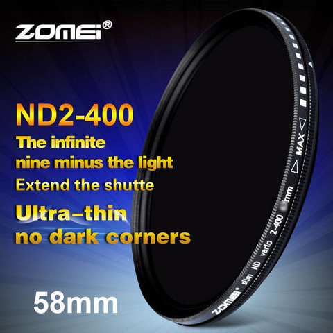 Zomei 58mm Fader Variable ND filtre réglable ND2 à ND400 ND2-400 densité neutre pour Canon NIkon Hoya Sony objectif de caméra 58mm ► Photo 1/6