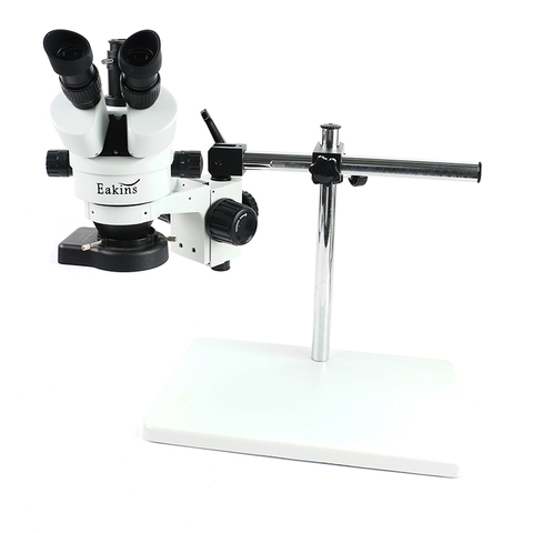 Trinoculaire stéréo microscope 7 ~ 45X Continue zoom + support Universel + Grand Étage + 56 LED lumière pour le Laboratoire PCB D'inspection ► Photo 1/6