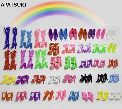 Lot de 40 chaussures assorties colorées pour poupée Barbie avec différents styles de jouets, cadeau de noël de haute qualité pour filles ► Photo 1/5