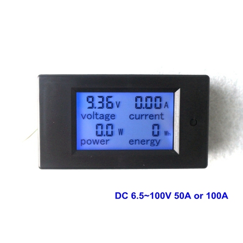 4 en 1 DC 6.5 ~ 100 V DC ampèremètre voltmètre numérique volts ampèremètre de puissance Amperimetro LCD rétro-éclairage bleu 50A 100A en option ► Photo 1/6