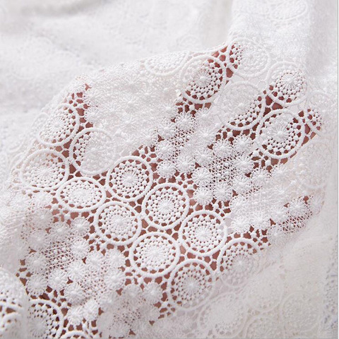 Tissu en dentelle de lait à motif circulaire, blanc, pour robe, beaux tissus de haute qualité, bricolage, à la mode ► Photo 1/5