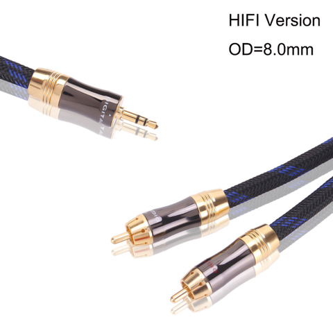 HIFI 0.5 m, 1 m, 1.5 m, 2 m, 3 m, 5m 3.5mm à 2 câble Audio RCA 3.5MM mâle à 2 câble stéréo Rca mâle pour iPhone MP3 DVD amplificateur ► Photo 1/6