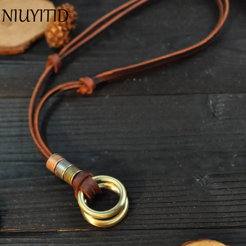 NIUYITID – collier en cuir 100% véritable pour homme, pendentif rétro bon marché, réglable, Cool, bijoux ► Photo 1/6