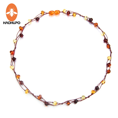 HAOHUPO-bijou en ambre naturel, multicolore, perle d'ambre baltique, collier en fleurs, cadeau Unique, pour femmes, pour adultes ► Photo 1/4