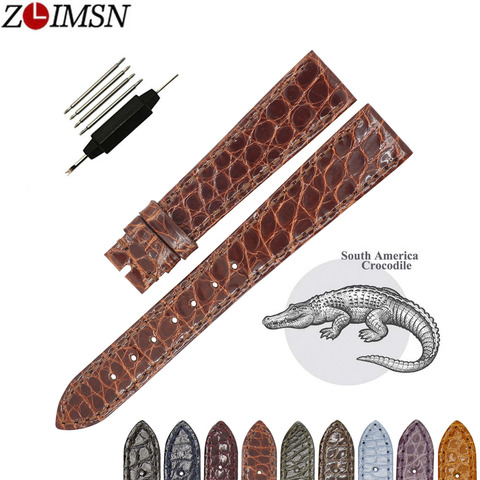 ZLIMSN haute qualité mode fait à la main peau ronde bracelet en cuir de Crocodile pour hommes et femmes universel 16mm 18mm 19mm 20mm 22mm ► Photo 1/6