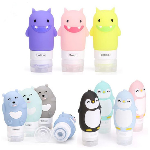 Étui de voyage en Silicone | Portable mignon ours pingouin dessin animé 1PS, organisateur mignon dessin animé, shampooing Gel Lotion, rangement, bouteille rechargeable ► Photo 1/6