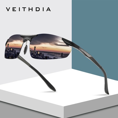 VEITHDIA-lunettes de soleil polarisées en aluminium pour hommes, monture solaire de sport, pour la conduite, miroir, accessoires masculins, 6529 ► Photo 1/6