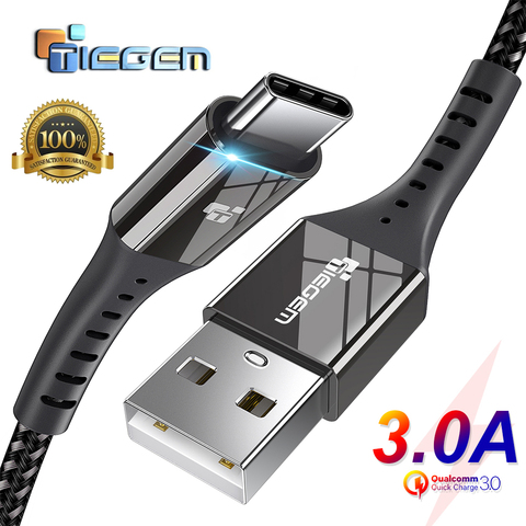 TIEGEM USB Type C câble USB-C 3A charge rapide type-c câble de synchronisation câble de données pour Samsung S8 S9 S10 Xiaomi mi9 note 7 8 9 cordon ► Photo 1/6