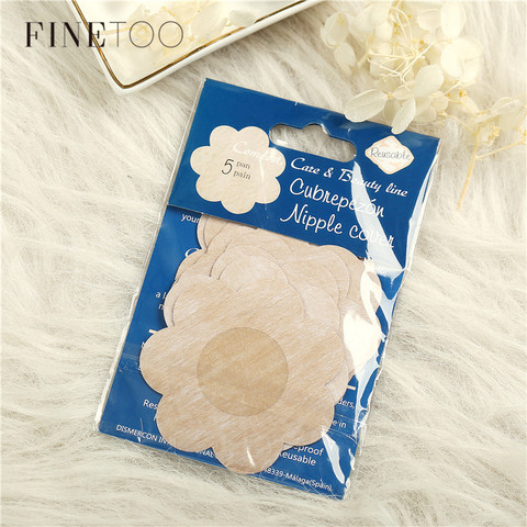 FINETOO – autocollant en pétales de poitrine réutilisables, 5 paires/lot, pour l'été, cache-soutien-gorge, cœur, fleur, accessoires intimes ► Photo 1/6