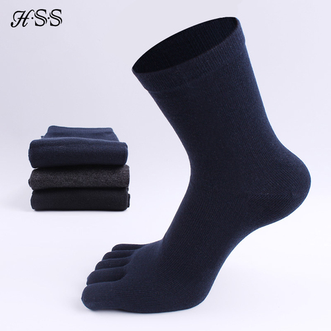 Vente chaude + 3 paires/lot haute qualité hommes décontracté coton chaussettes noir bleu idéal pour cinq 5 doigts orteil chaussures unisexe ► Photo 1/6