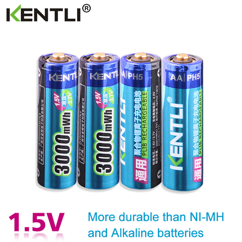 KENTLI – lot de 4 piles aa rechargeables à tension Stable 1.5V, 3000mwh, lithium-ion polymère, pour appareil photo, etc. ► Photo 1/6