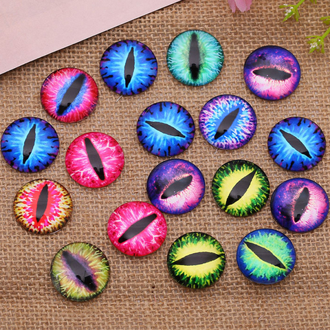 20 pièces 10 12 14 16MM verre Dragon chat yeux Cabochon breloques accessoire verre bricolage Multi couleur cheval yeux chat yeux pour jouets ► Photo 1/5