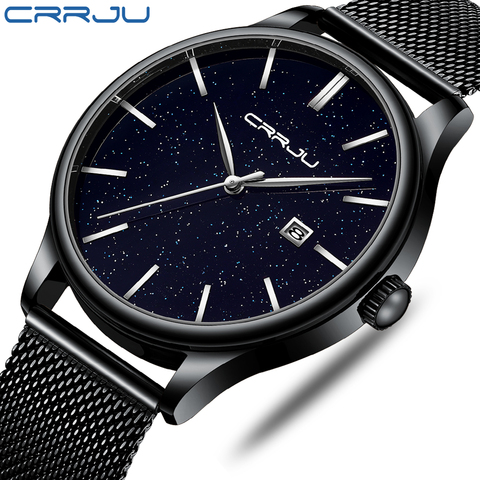 CRRJU – montre-bracelet de luxe pour hommes, en acier inoxydable, étanche, style décontracté ► Photo 1/5