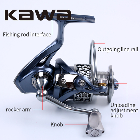 2016 Kawa nouvelle bobine de pêche en rotation lumière-2000 3000 4000 5000 série roue 9 + 1 roulement Graphite corps métal bobine alliage bouton ► Photo 1/4