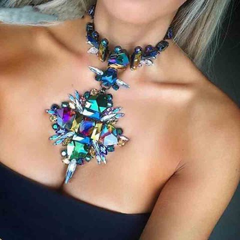 2022 été géométrique mode cristal collier ras du cou femmes mariage Boho déclaration collier personnalisé Chocker bijoux en gros ► Photo 1/6