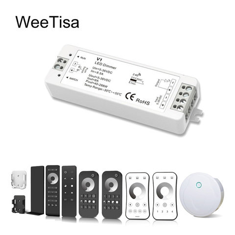 Variateur LED PWM sans fil RF 2.4G, 4 zones tactiles à distance, relais Wifi intelligent pour maison connectée, contrôleur DC12V 24V pour bande LED monochrome ► Photo 1/6