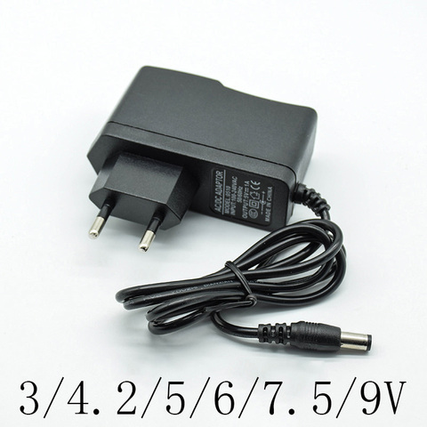 Adaptateur convertisseur ca 100-240V cc 3/4.2/5/6/7/5/9/12 V 1a/1000ma, prise ue, 5.5mm x 2.5mm(2.1mm), AC vers DC ► Photo 1/6