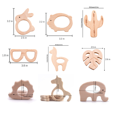 Let's Make-anneau de dentition en bois, 20 pièces, pendentif d'allaitement inspiré par le hérisson, porc-épic, hochet, Montessori ► Photo 1/6