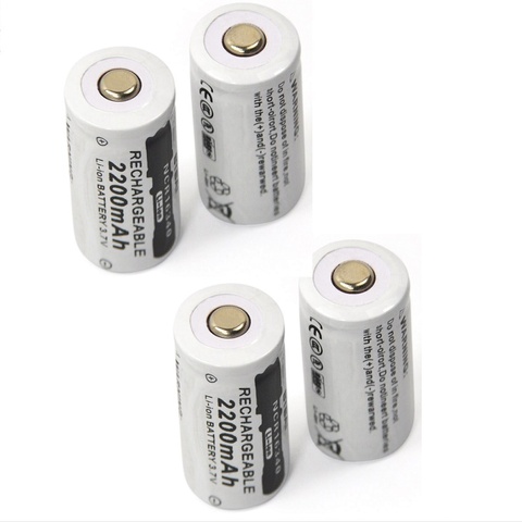 4 pièces 2200mAH 3.7V CR123A 123A 16340 Rechargeable Li-ion Batterie Pour Lampe De Poche ► Photo 1/4