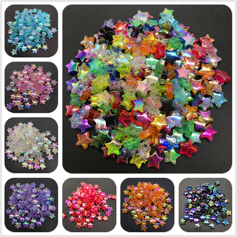 100 pièces 11x4mm acrylique entretoise perles étoile à cinq branches Transparent arc-en-ciel couleur perles pour la fabrication de bijoux ► Photo 1/6