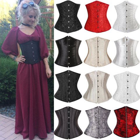 X Femmes Sexy Corset Sous-Poitrine Taille Cincher Corset Noir Blanc Rouge Gothique top Corset Bustier grande taille Corpete Corselet S-6XL ► Photo 1/6