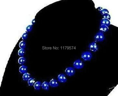 Collier en Lapis Lazuli naturel égyptien pour femme et fille, chaîne à clavicule, cadeau de noël ou de mariage, 10mm, AAA ► Photo 1/1